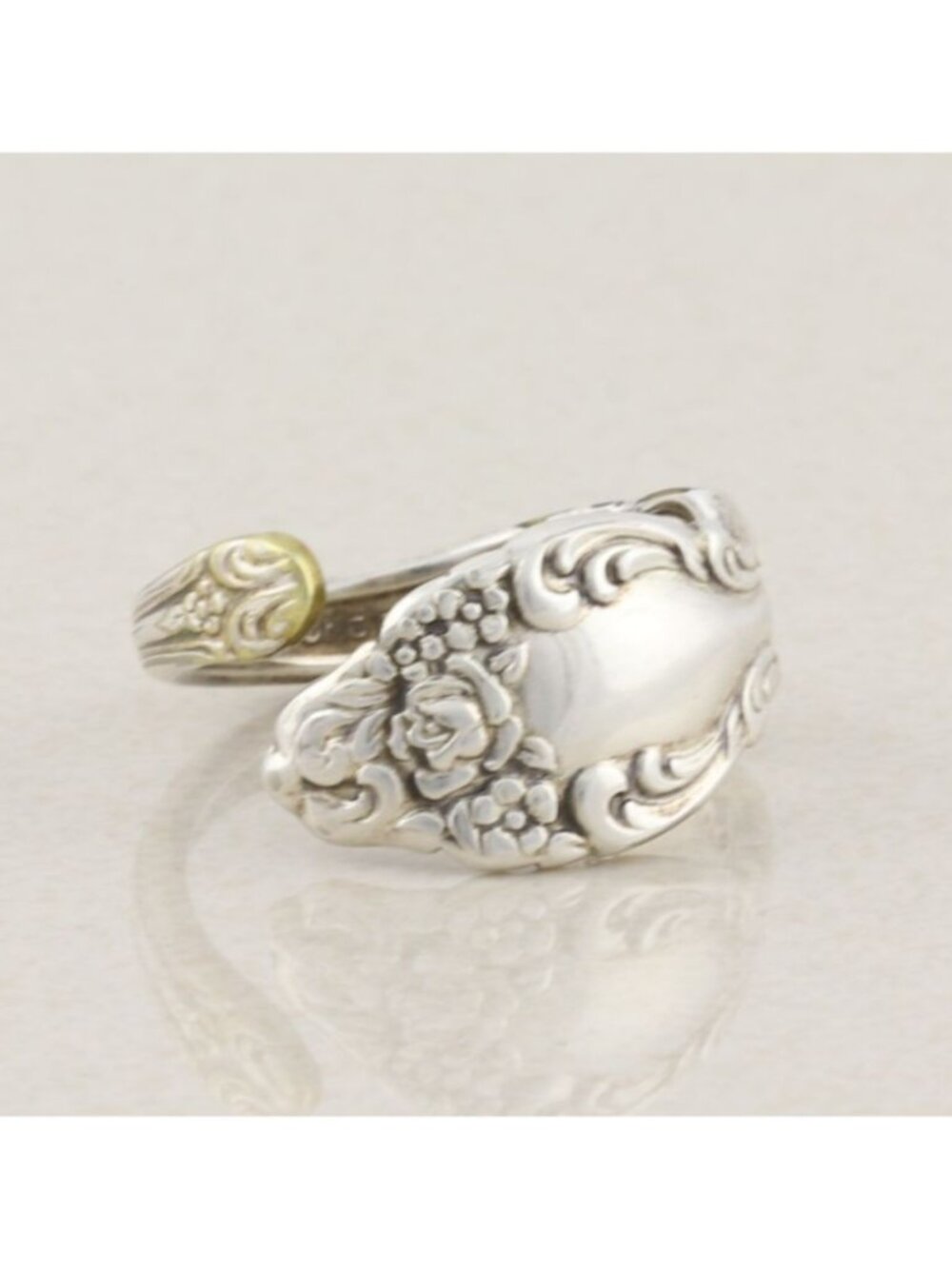 Sterling Silver 1881 Rogers Oneida Spoon Ring Bypass Ring Size 10 Adjustable